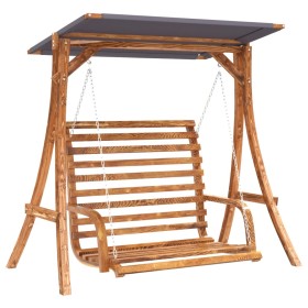 vidaXL Hollywoodschaukel mit Dach Massivholz Fichte mit Teak-Finish