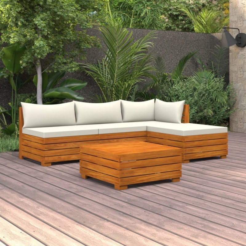 vidaXL 5-tlg. Garten-Lounge-Set mit Kissen Massivholz Akazie vidaXL 5-tlg. Garten-Lounge-Set mit Kissen Massivholz Akazie