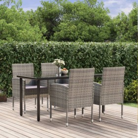 vidaXL 5-tlg. Garten-Essgruppe mit Kissen Anthrazit Poly Rattan