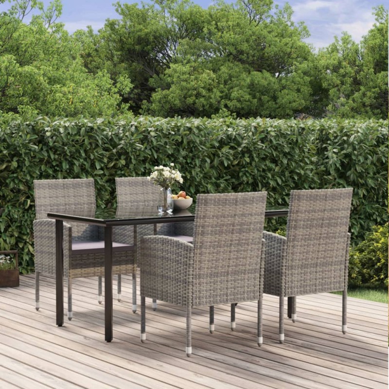 vidaXL 5-tlg. Garten-Essgruppe mit Kissen Anthrazit Poly Rattan vidaXL 5-tlg. Garten-Essgruppe mit Kissen Anthrazit Poly Rattan