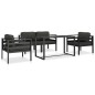 vidaXL 5-tlg. Garten-Sofagarnitur mit Kissen Aluminium Anthrazit vidaXL 5-tlg. Garten-Sofagarnitur mit Kissen Aluminium Anthrazit