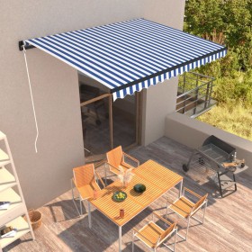 vidaXL Einziehbare Markise Handbetrieben 400 x 300 cm Blau und Weiß