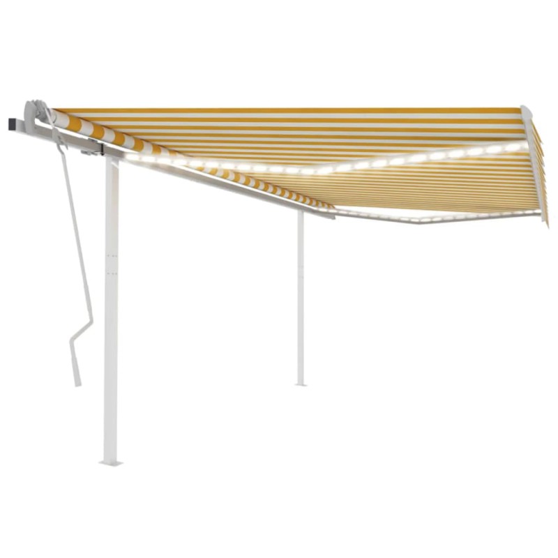 vidaXL Markise Manuell Einziehbar mit LED 4x3 m Gelb und Weiß vidaXL Markise Manuell Einziehbar mit LED 4x3 m Gelb und Weiß