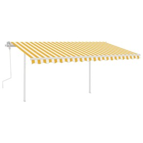 vidaXL Markise Manuell Einziehbar mit LED 4x3 m Gelb und Weiß