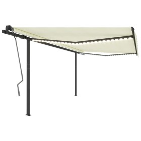 vidaXL Markise Manuell Einziehbar mit LED 4x3 m Creme