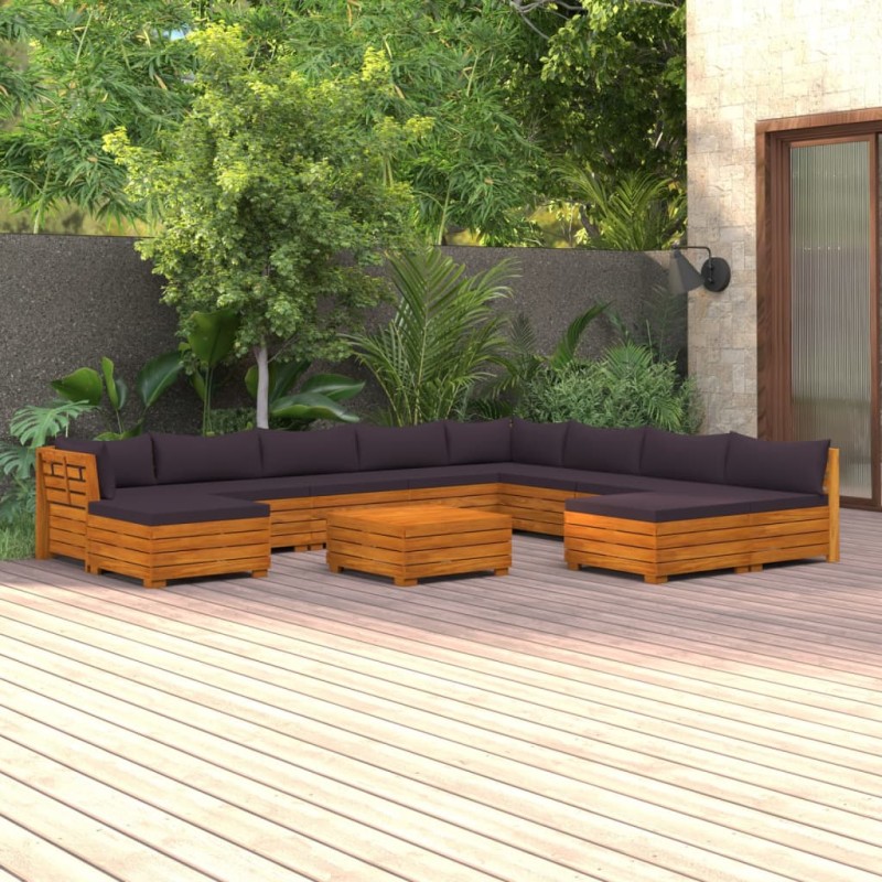vidaXL 11-tlg. Garten-Lounge-Set mit Kissen Massivholz Akazie vidaXL 11-tlg. Garten-Lounge-Set mit Kissen Massivholz Akazie