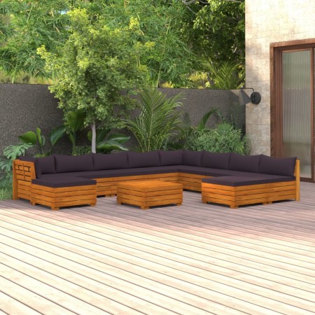 vidaXL 11-tlg. Garten-Lounge-Set mit Kissen Massivholz Akazie