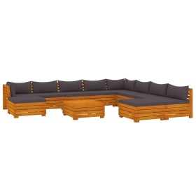 vidaXL 11-tlg. Garten-Lounge-Set mit Kissen Massivholz Akazie