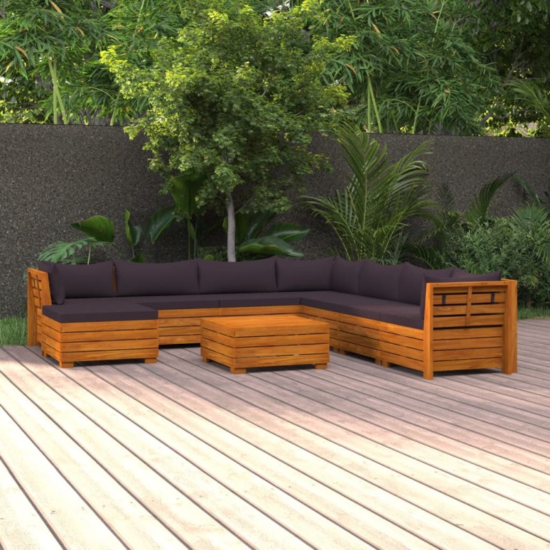 vidaXL 9-tlg. Garten-Lounge-Set mit Kissen Massivholz Akazie vidaXL 9-tlg. Garten-Lounge-Set mit Kissen Massivholz Akazie
