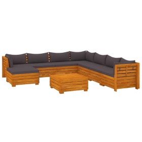 vidaXL 9-tlg. Garten-Lounge-Set mit Kissen Massivholz Akazie