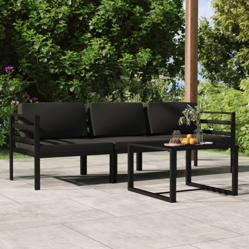 vidaXL 4-tlg. Garten-Lounge-Set mit Kissen Aluminium Anthrazit vidaXL 4-tlg. Garten-Lounge-Set mit Kissen Aluminium Anthrazit