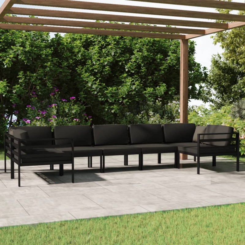 vidaXL 7-tlg. Garten-Lounge-Set mit Kissen Aluminium Anthrazit vidaXL 7-tlg. Garten-Lounge-Set mit Kissen Aluminium Anthrazit