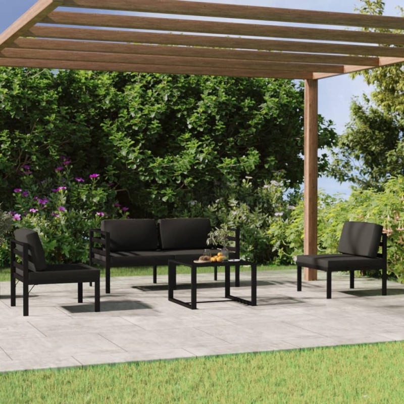 vidaXL 5-tlg. Garten-Lounge-Set mit Kissen Aluminium Anthrazit vidaXL 5-tlg. Garten-Lounge-Set mit Kissen Aluminium Anthrazit