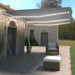 Gelenkarmmarkise Einziehbar mit LED 600x350 cm Blau und Weiß