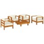 vidaXL 5-tlg. Garten-Lounge-Set mit Cremeweißen Kissen Massivholz vidaXL 5-tlg. Garten-Lounge-Set mit Cremeweißen Kissen Massivholz