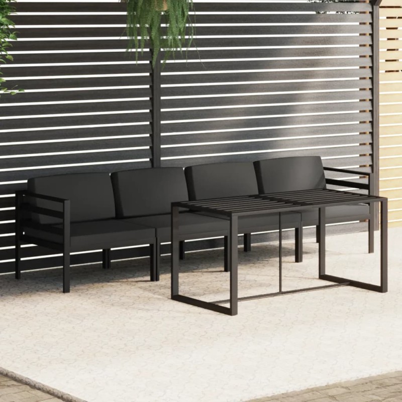 vidaXL 5-tlg. Garten-Lounge-Set mit Kissen Aluminium Anthrazit vidaXL 5-tlg. Garten-Lounge-Set mit Kissen Aluminium Anthrazit