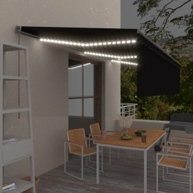 vidaXL Markise Manuell Einziehbar mit Rollo & LED 6x3 m Anthrazit
