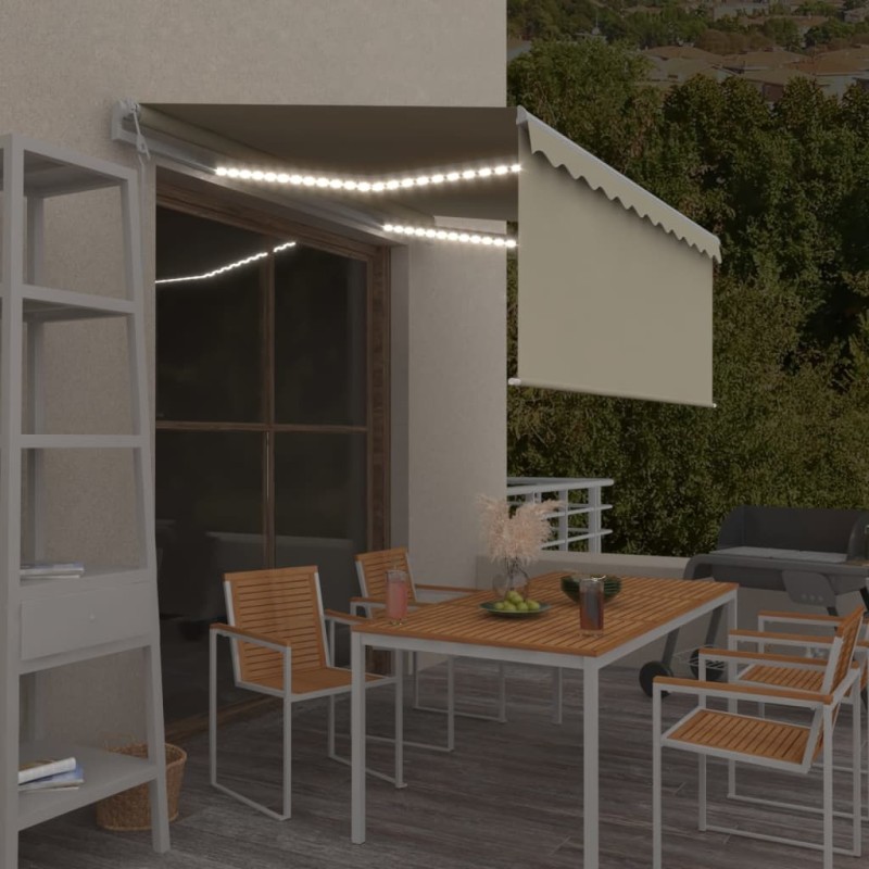 vidaXL Markise Automatisch mit Rollo LED Windsensor 3x2,5 m Creme vidaXL Markise Automatisch mit Rollo LED Windsensor 3x2,5 m Creme