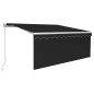 vidaXL Markise Manuell Einziehbar mit Rollo & LED 3x2,5m Anthrazit vidaXL Markise Manuell Einziehbar mit Rollo & LED 3x2,5m Anthrazit
