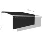 vidaXL Markise Manuell Einziehbar mit Rollo & LED 3x2,5m Anthrazit vidaXL Markise Manuell Einziehbar mit Rollo & LED 3x2,5m Anthrazit