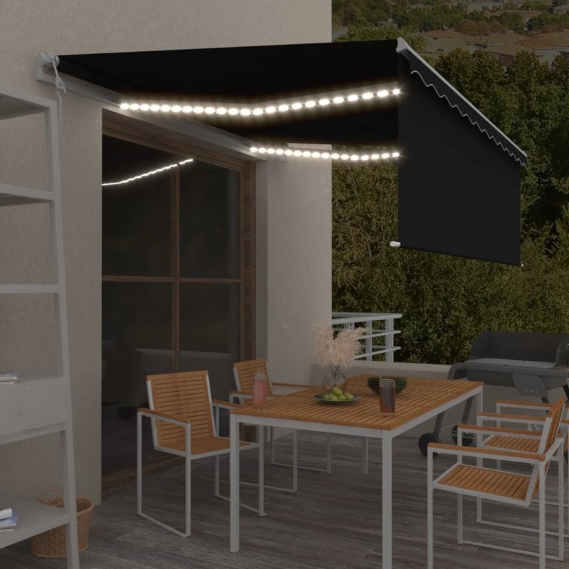 vidaXL Markise Automatisch mit Rollo LED Windsensor 4x3 m Anthrazit vidaXL Markise Automatisch mit Rollo LED Windsensor 4x3 m Anthrazit