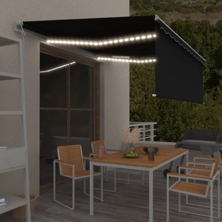 vidaXL Markise Automatisch mit Rollo LED Windsensor 4x3 m Anthrazit 