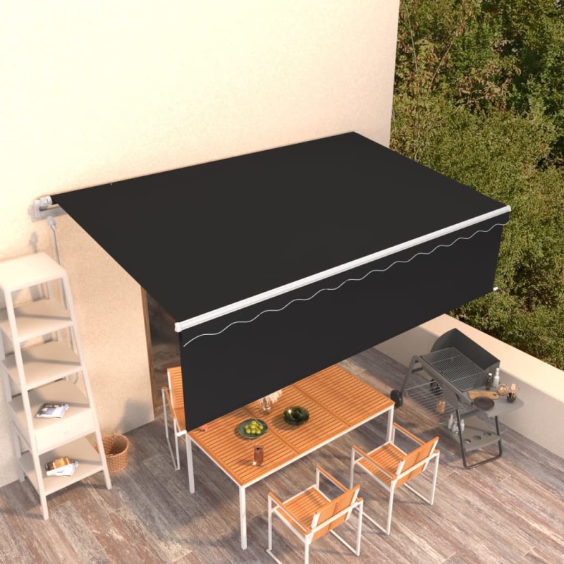 vidaXL Markise Automatisch Einziehbar mit Volant 5x3 m Anthrazit vidaXL Markise Automatisch Einziehbar mit Volant 5x3 m Anthrazit