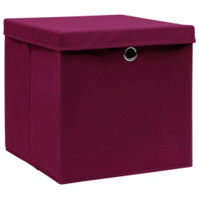 vidaXL Aufbewahrungsboxen mit Deckeln 10 Stk. Dunkelrot 32x32x32cm
