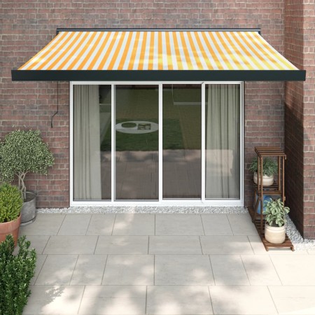 vidaXL Markise Einziehbar Gelb und Weiß 3,5x2,5 m Stoff und Aluminium