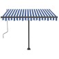 vidaXL Standmarkise Manuell Einziehbar 350x250 cm Blau/Weiß vidaXL Standmarkise Manuell Einziehbar 350x250 cm Blau/Weiß