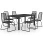 vidaXL 7-tlg. Garten-Essgruppe PVC Rattan Schwarz vidaXL 7-tlg. Garten-Essgruppe PVC Rattan Schwarz