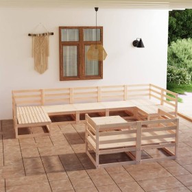 vidaXL 10-tlg. Garten-Lounge-Set Massivholz Kiefer