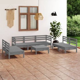 vidaXL 8-tlg. Garten-Lounge-Set Grau Massivholz Kiefer