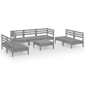 vidaXL 8-tlg. Garten-Lounge-Set Grau Massivholz Kiefer