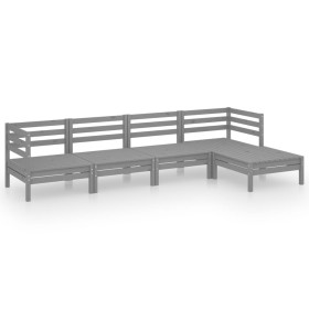 vidaXL 5-tlg. Garten-Lounge-Set Massivholz Kiefer Grau
