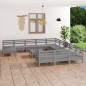 vidaXL 13-tlg. Garten-Lounge-Set Grau Massivholz Kiefer vidaXL 13-tlg. Garten-Lounge-Set Grau Massivholz Kiefer