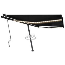 vidaXL Markise Manuell Einziehbar mit LED 450x350 cm Anthrazit