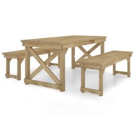 vidaXL 3-tlg. Garten-Essgruppe Massivholz Kiefer Imprägniert