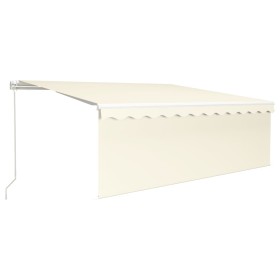 vidaXL Markise Manuell Einziehbar mit Rollo & LED 4x3 m Creme