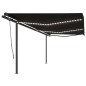 vidaXL Markise Manuell Einziehbar mit LED 6x3 m Anthrazit vidaXL Markise Manuell Einziehbar mit LED 6x3 m Anthrazit