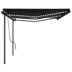 vidaXL Markise Manuell Einziehbar mit LED 6x3 m Anthrazit