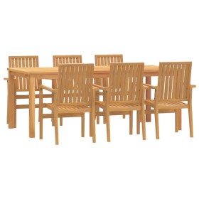 vidaXL 7-tlg. Garten-Essgruppe Massivholz Teak