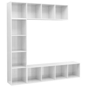 vidaXL 3-tlg. Bücher-/TV-Schrank Set Hochglanz-Weiß 180x30x180 cm