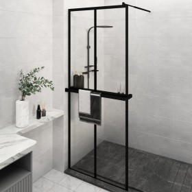 vidaXL Duschwand mit Ablage für Walk-In-Dusche Schwarz 80x195 cm ESG