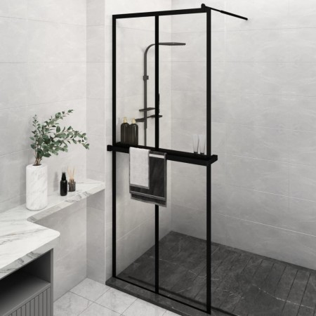 vidaXL Duschwand mit Ablage für Walk-In-Dusche Schwarz 80x195 cm ESG
