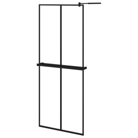 vidaXL Duschwand mit Ablage für Walk-In-Dusche Schwarz 80x195 cm ESG