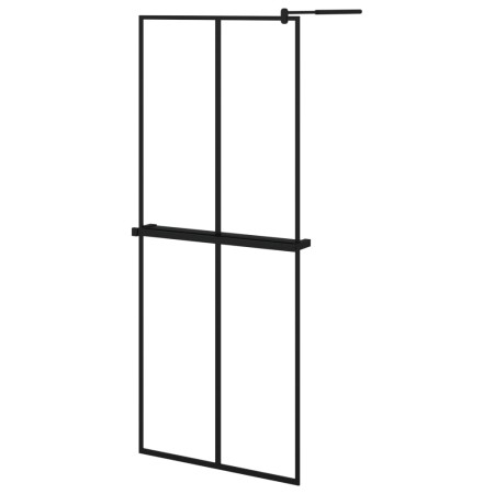 vidaXL Duschwand mit Ablage für Walk-In-Dusche Schwarz 80x195 cm ESG