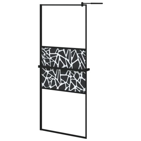 vidaXL Duschwand mit Ablage für Walk-In-Dusche Schwarz 80x195 cm ESG