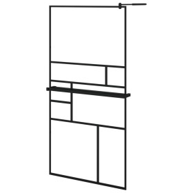 vidaXL Duschwand mit Ablage für Walk-In-Dusche Schwarz 100x195 cm ESG