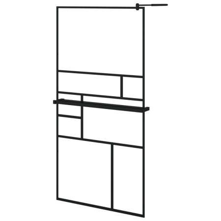 vidaXL Duschwand mit Ablage für Walk-In-Dusche Schwarz 100x195 cm ESG